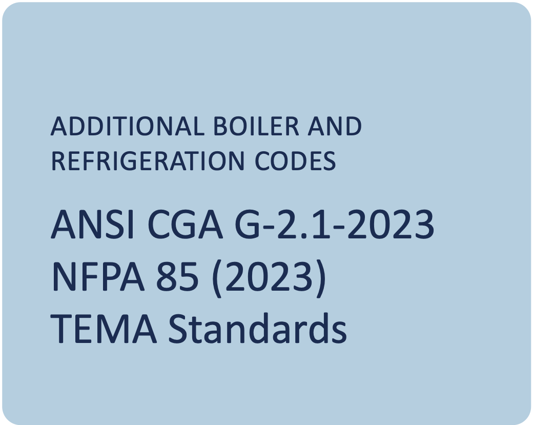 Additional boiler and refrigeration codes